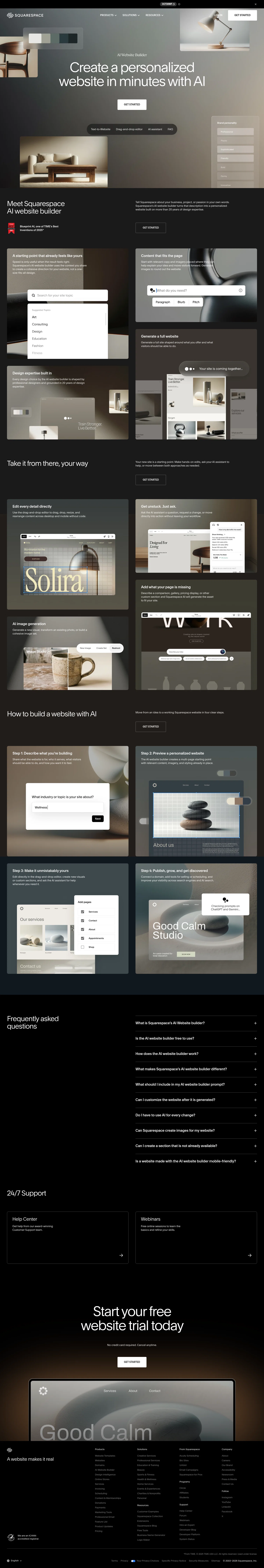 Squarespace landing page
