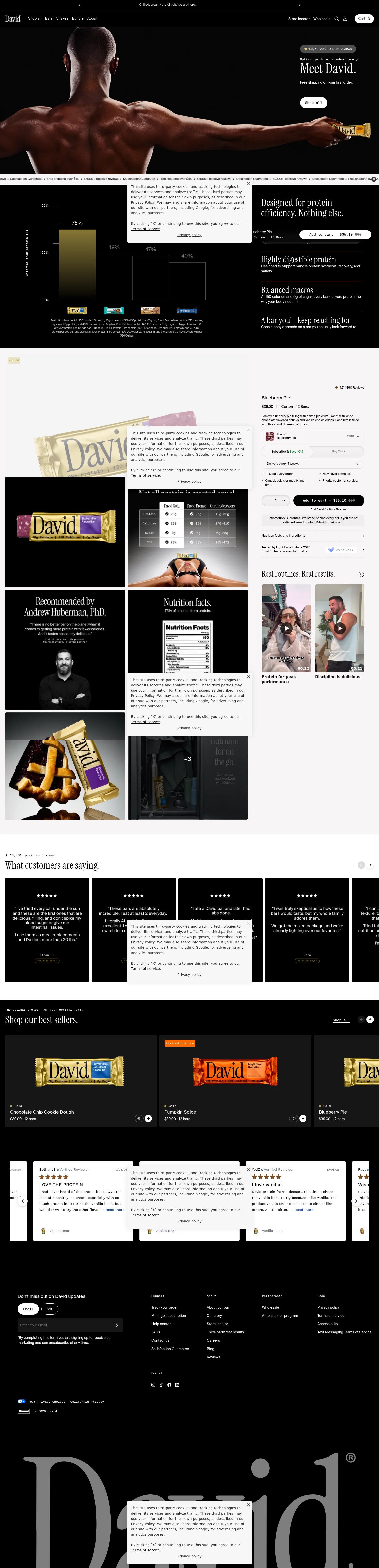 David Protein landing page
