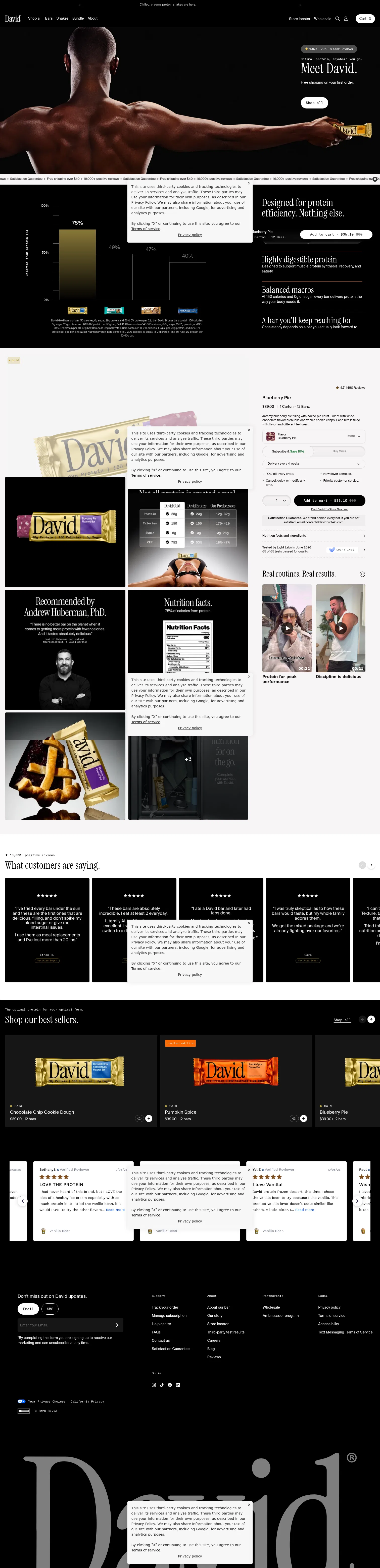 davidprotein.com/pages/meet-david on desktop, full screenshot