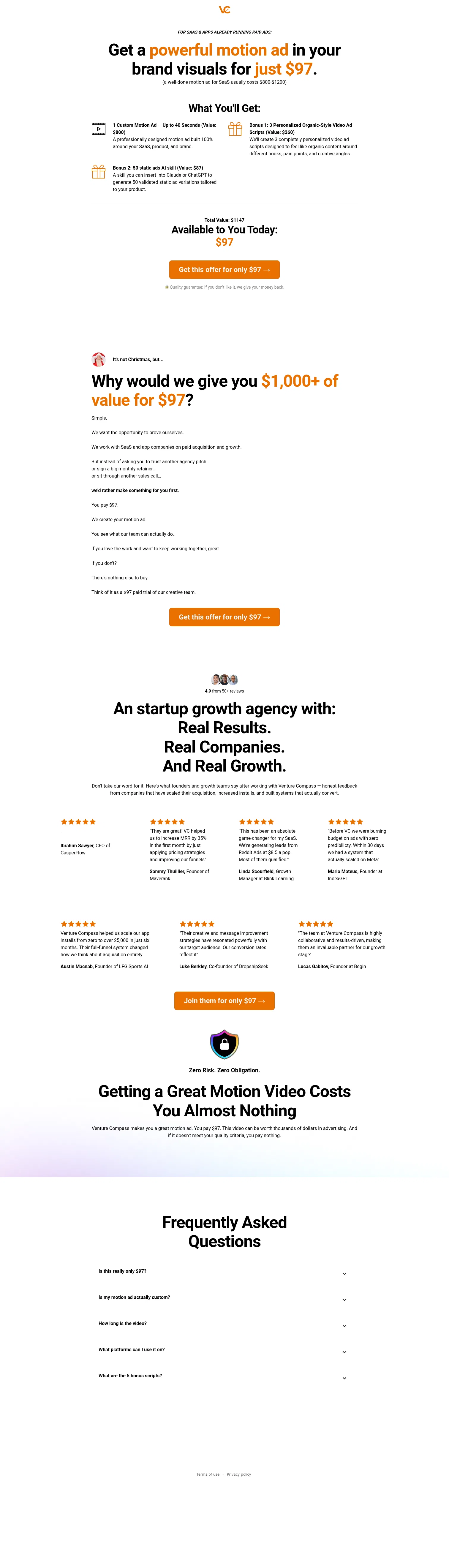 get.venturecompass.agency/motion on desktop, full screenshot