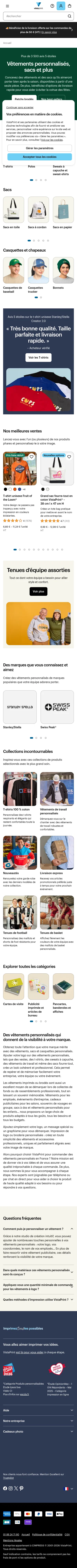 vistaprint.fr/vetements-sacs on mobile