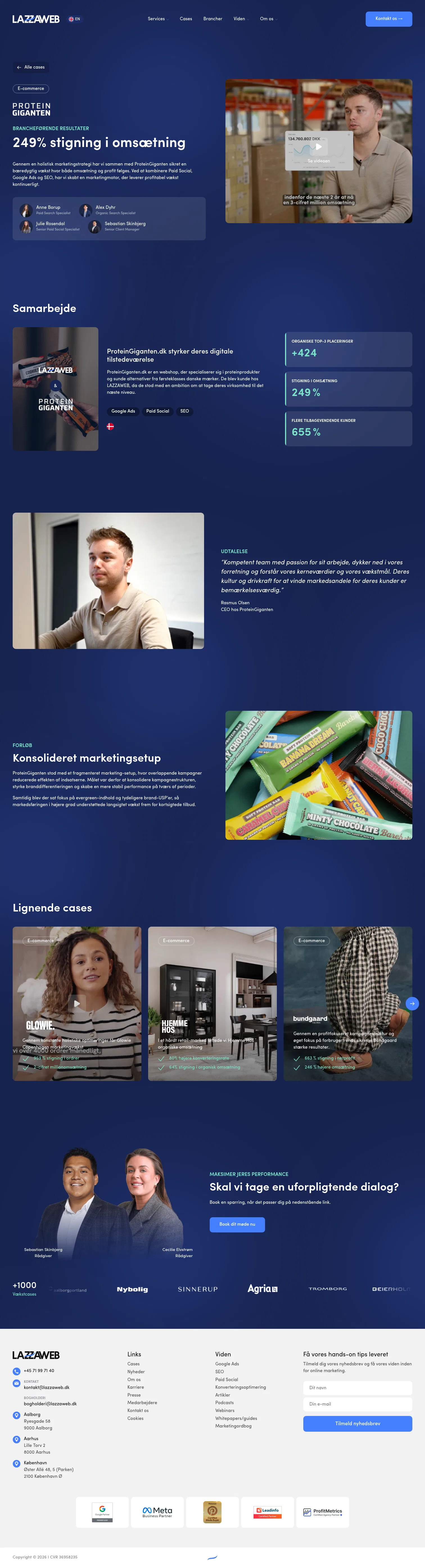 lazzaweb.dk/cases/proteingiganten on desktop, full screenshot