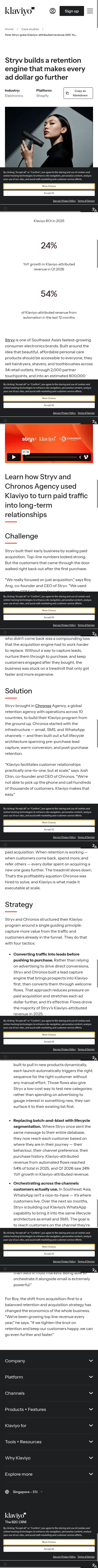klaviyo.com/sg/customers/case-studies/stryv-chronos on mobile, full screenshot