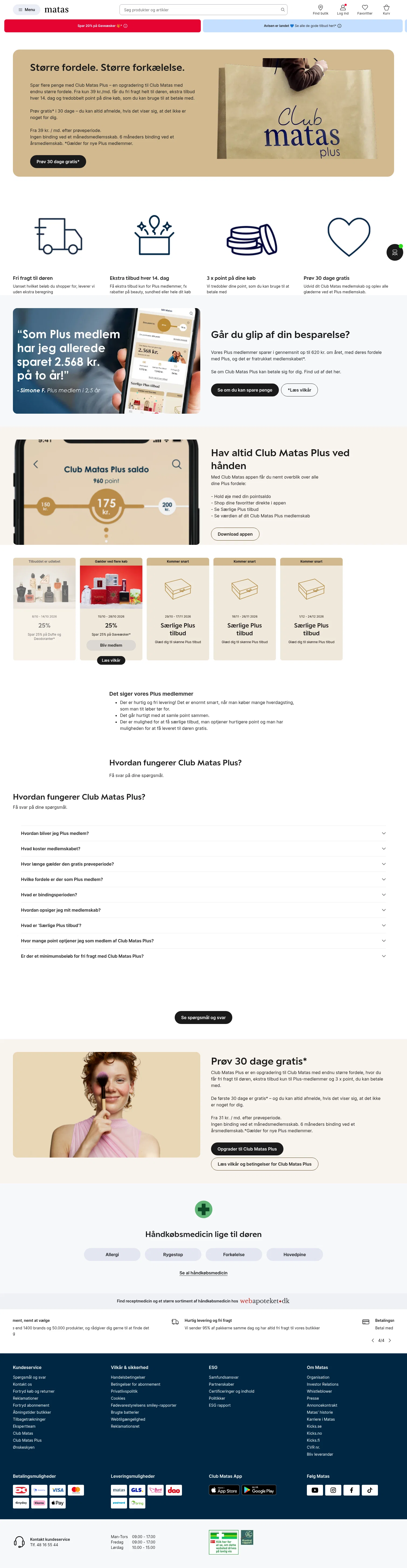 Matas landing page