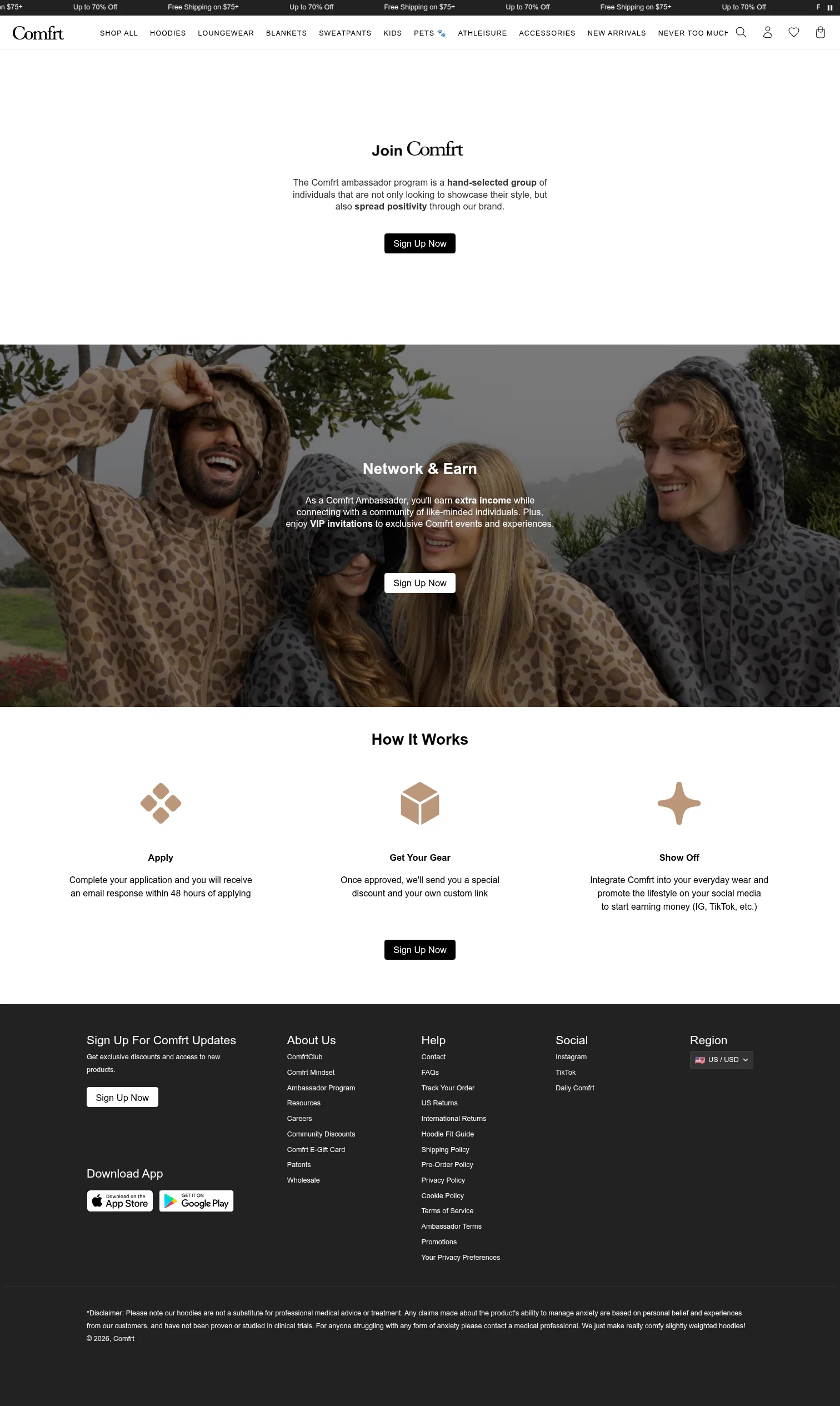 Comfrt landing page