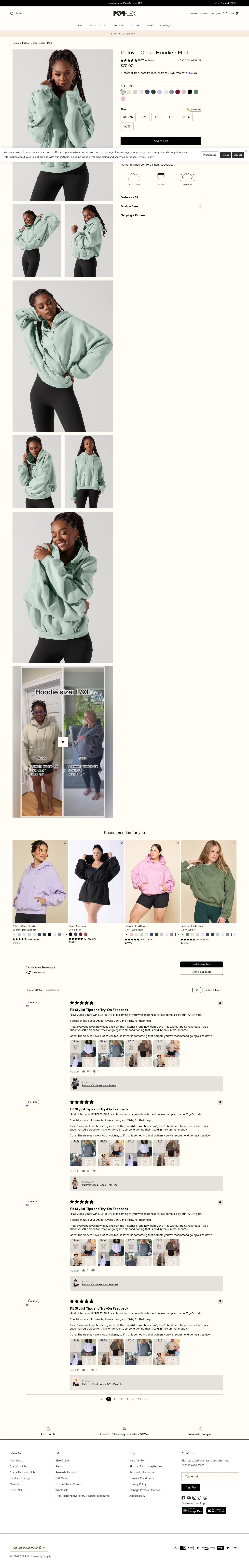 popflexactive.com/products/pullover-cloud-hoodie-mint-6-sizes on desktop