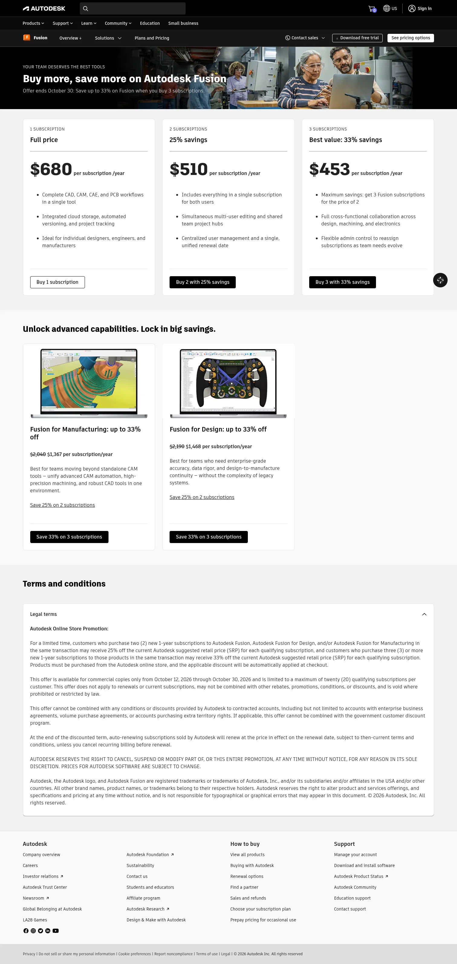 Autodesk Inc. landing page