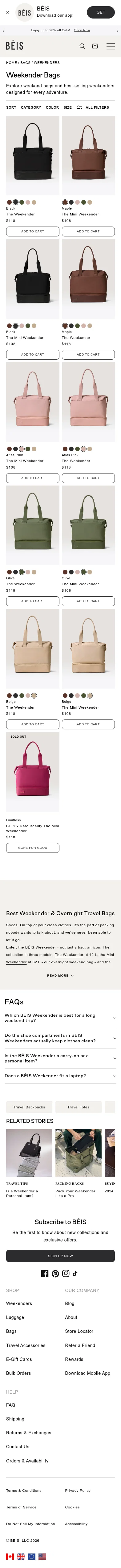 beistravel.com/collections/weekender on mobile