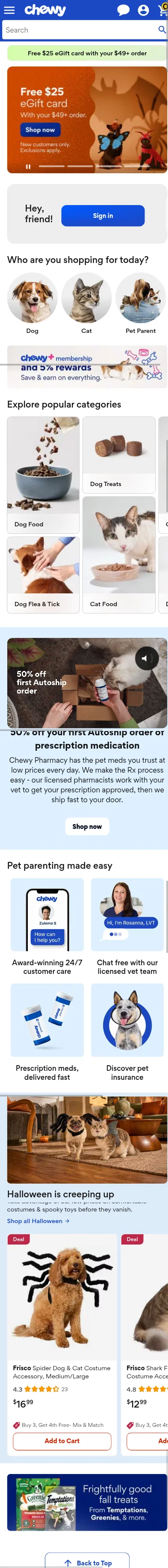 chewy.com on mobile