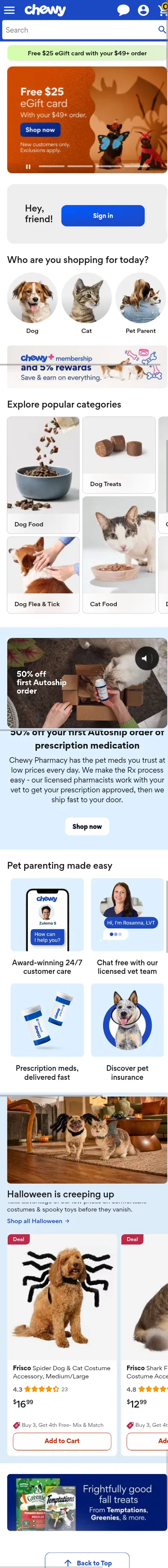 chewy.com on mobile, full screenshot