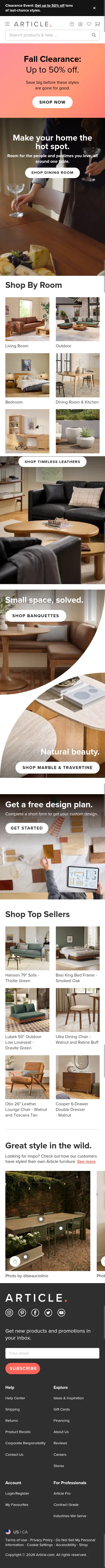 article.com on mobile, full screenshot