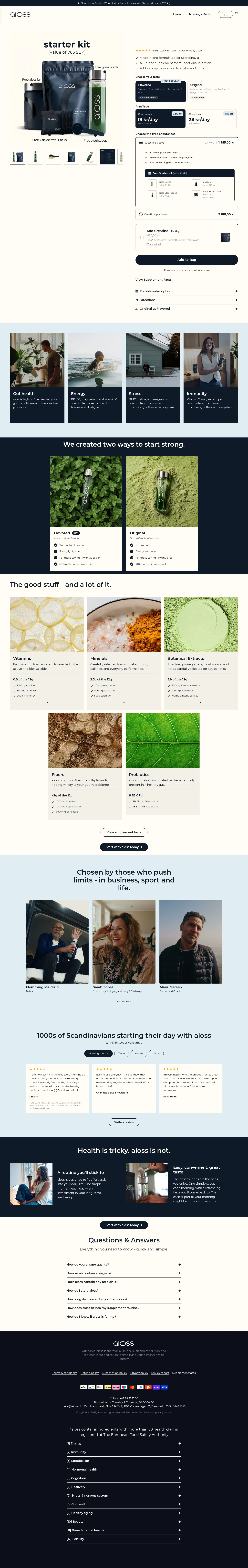 Aioss landing page