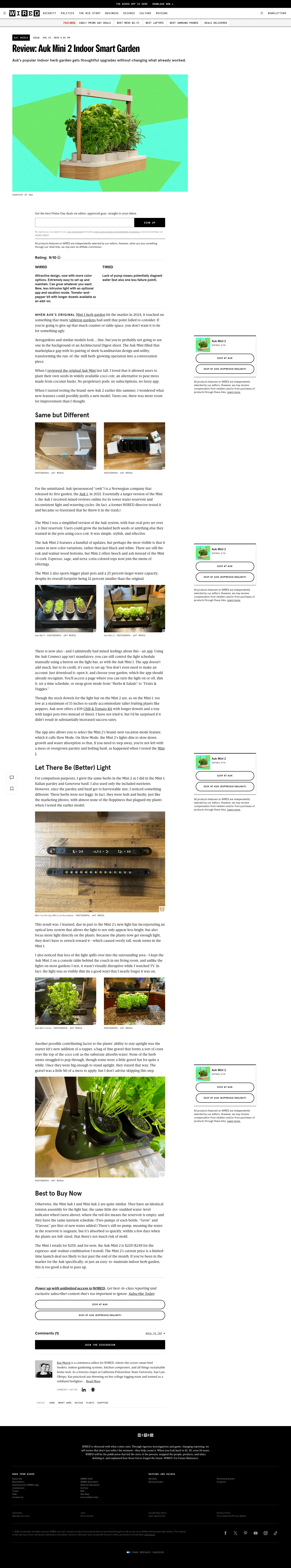 wired.com/review/auk-mini-2-indoor-smart-garden on desktop, full screenshot