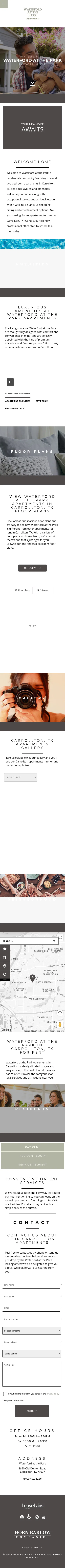 waterfordatthepark.com on mobile, full screenshot