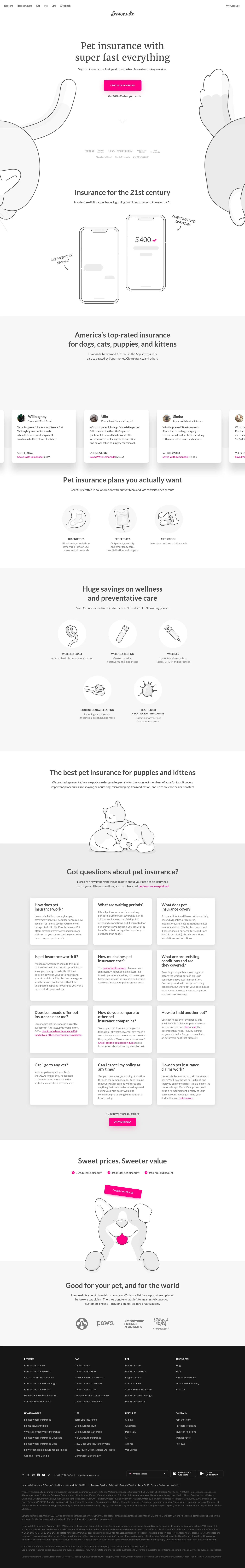 lemonade.com/pet on desktop