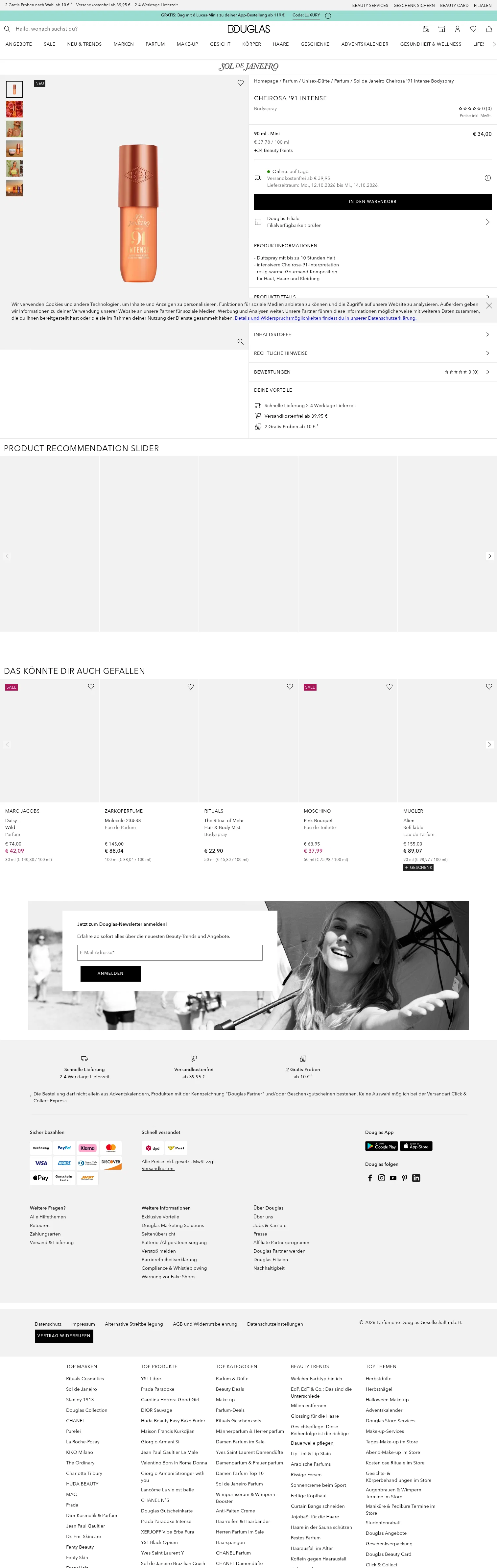 Sol de Janeiro landing page
