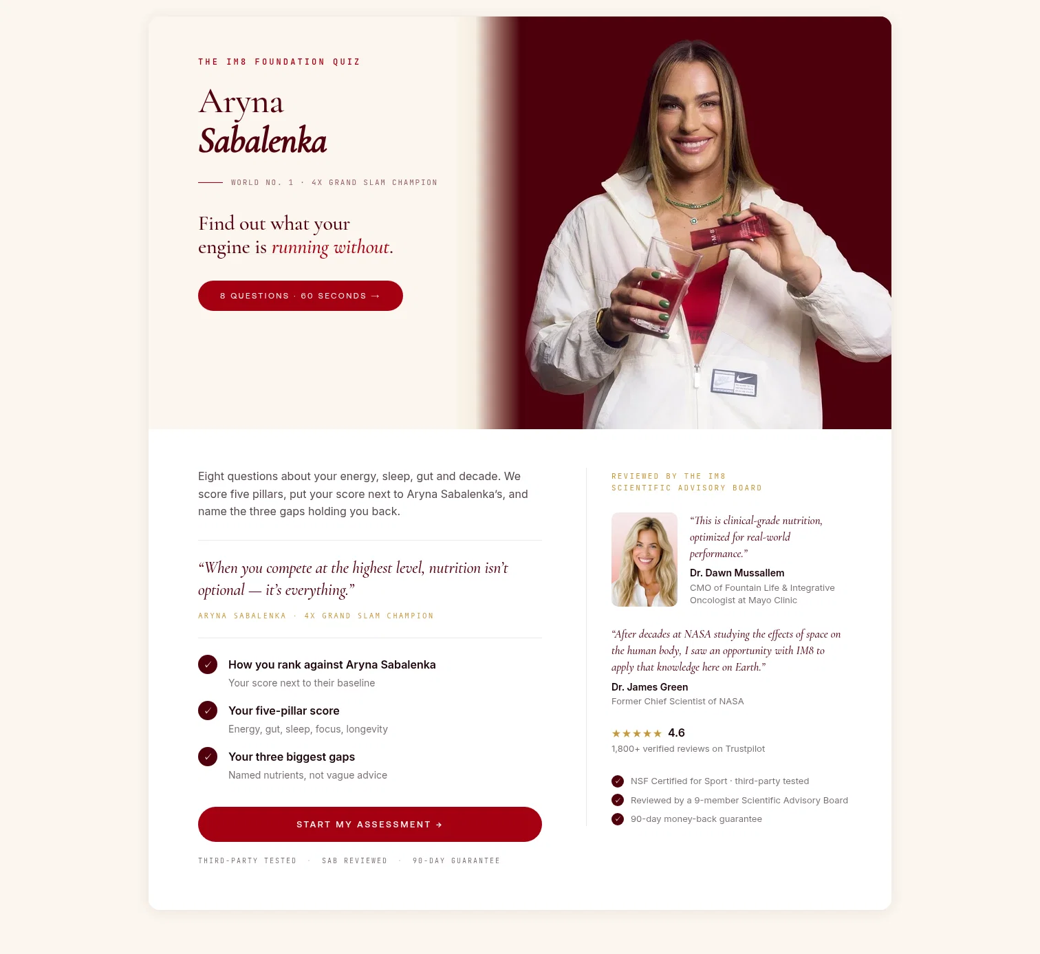 IM8 Health landing page