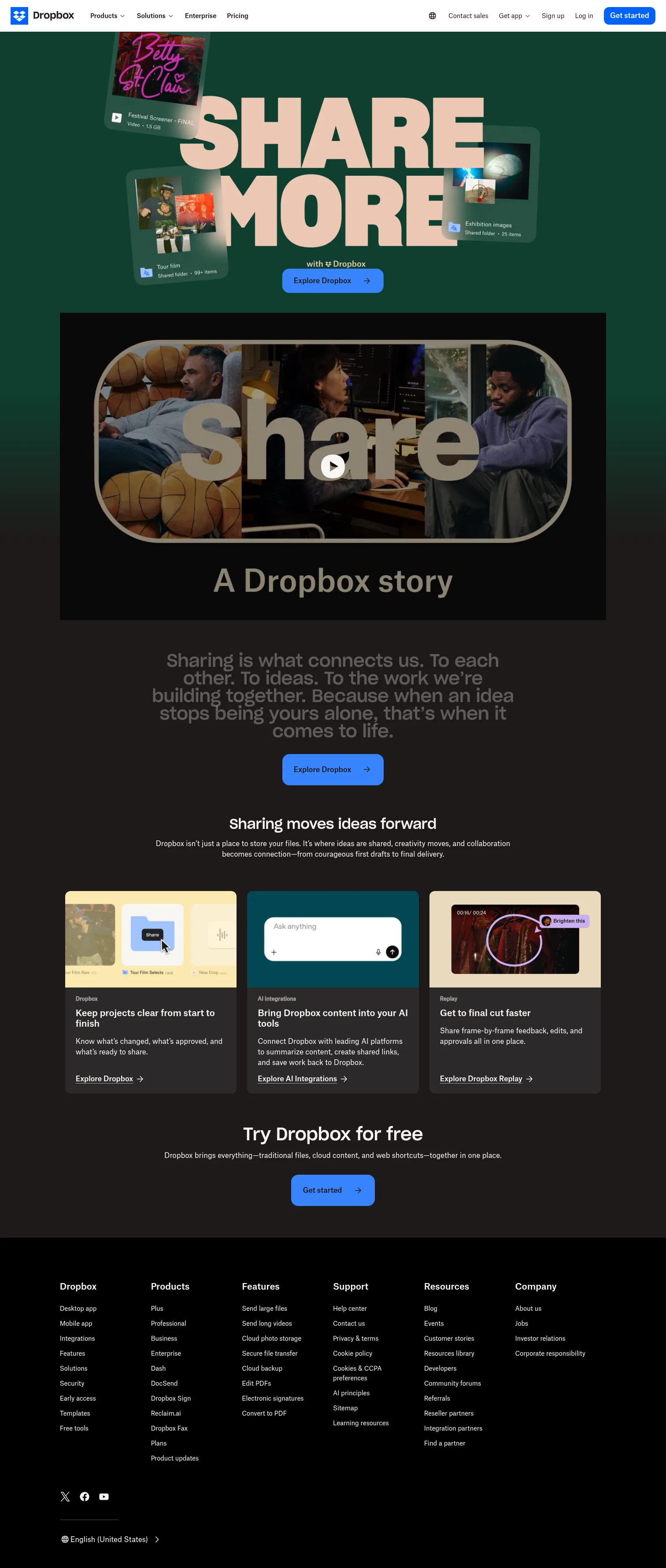 dropbox.com/campaigns/share-more on desktop, full screenshot