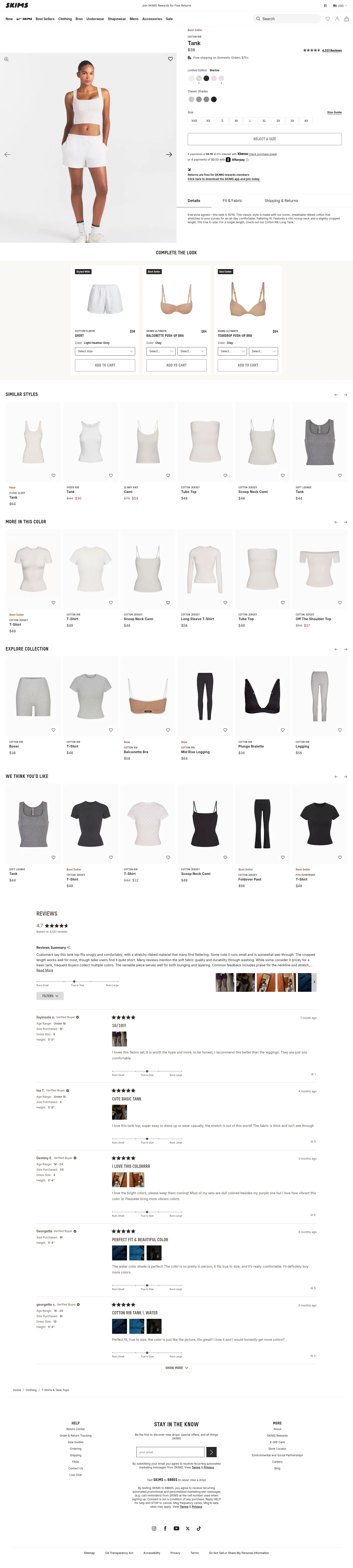 skims.com/products/cotton-rib-tank-marble on desktop, full screenshot