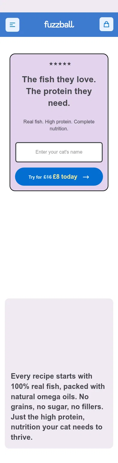 fuzzball.club/pages/fish-recipes on mobile, full screenshot
