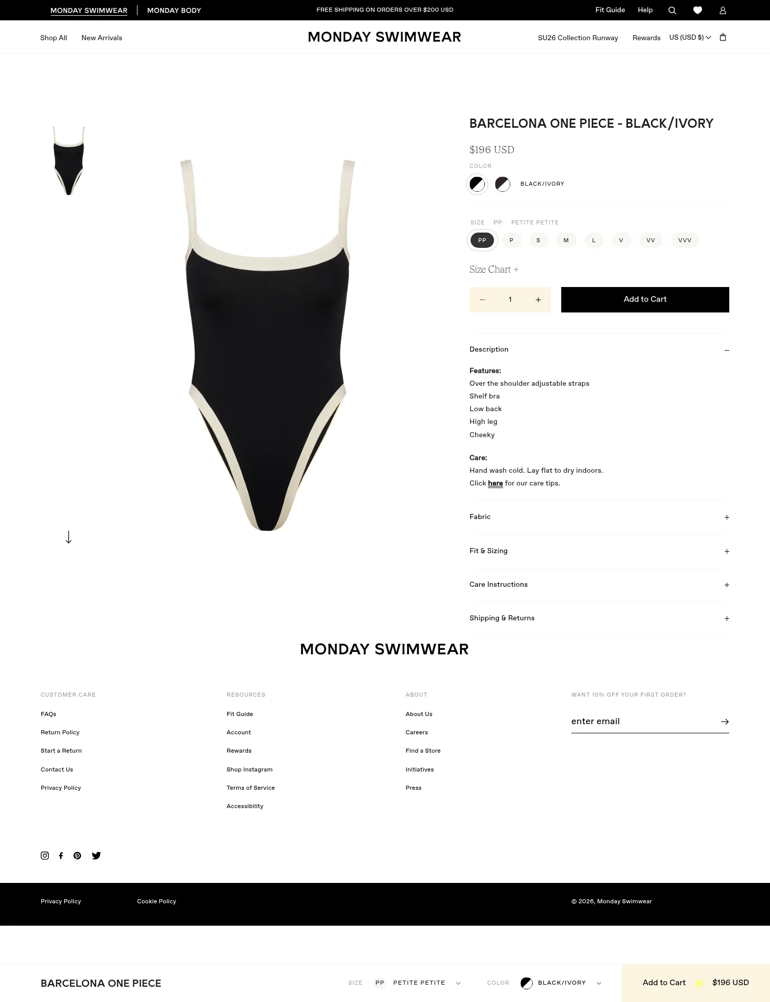 Monday Swimwear landing page