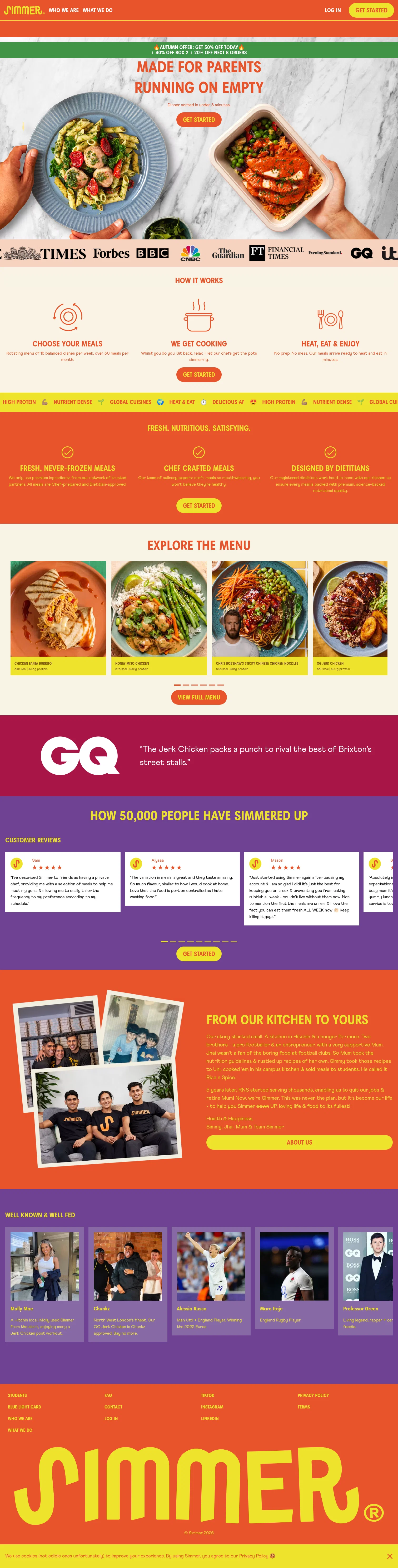 Simmer landing page
