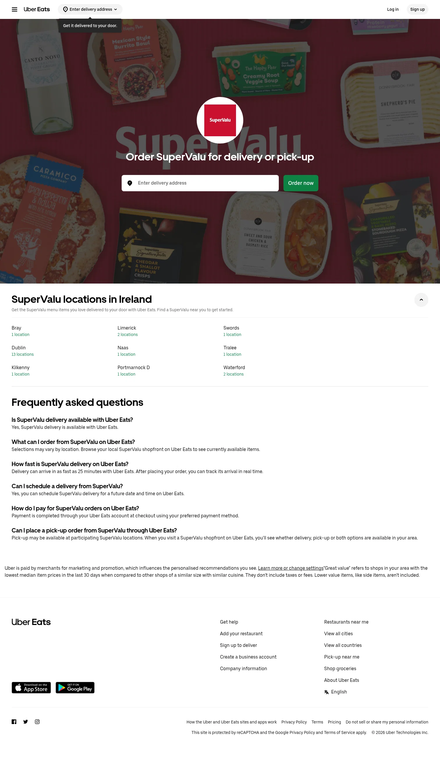 ubereats.com/ie/brand/supervalu on desktop