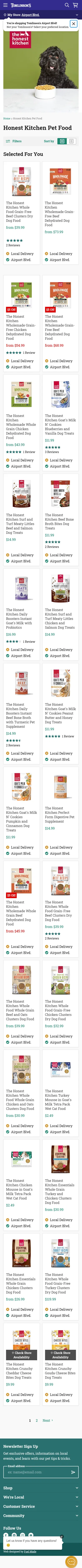 tomlinsons.com/collections/the-honest-kitchen on mobile, full screenshot