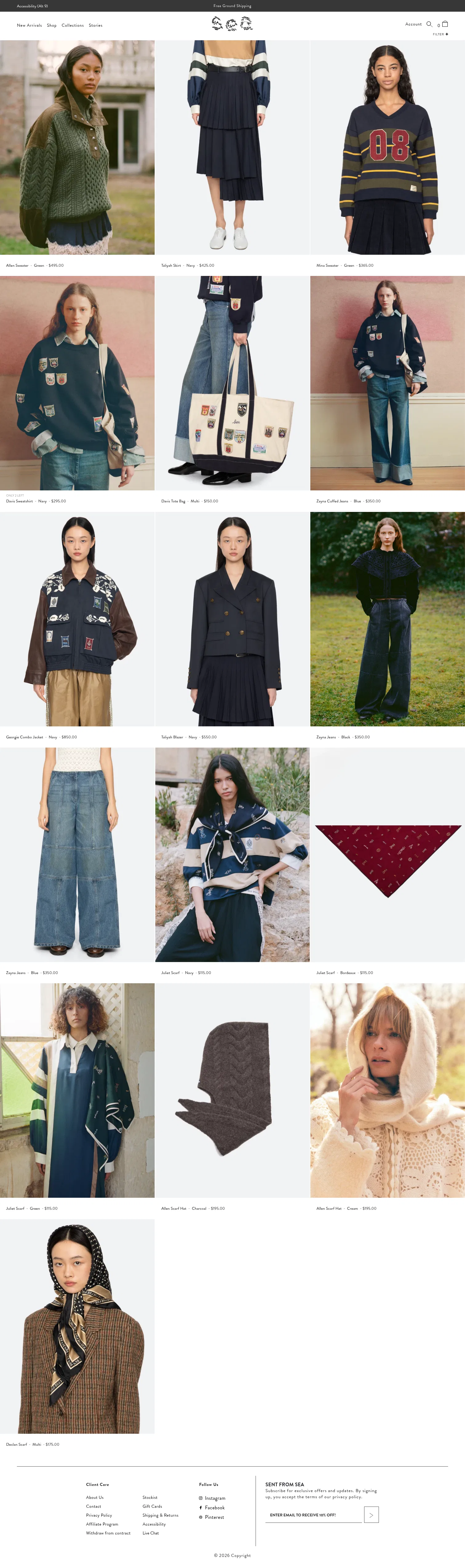 sea-ny.com/collections/nina-pfw on desktop, full screenshot