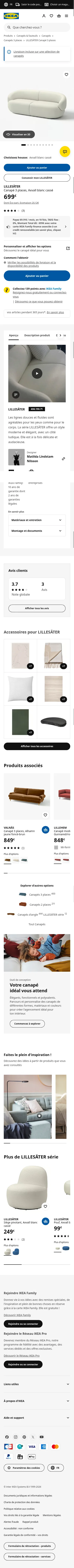 ikea.com/fr/fr/p/lillesaeter-canape-3-places-axvall-blanc-casse-40619071 on mobile, full screenshot