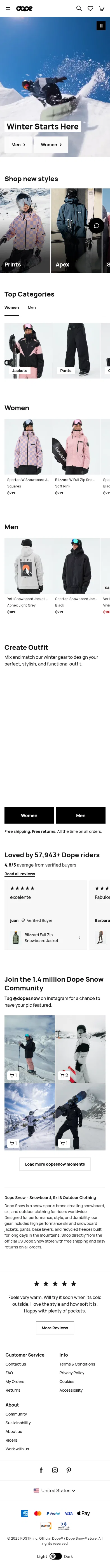 dopesnow.com on mobile, full screenshot