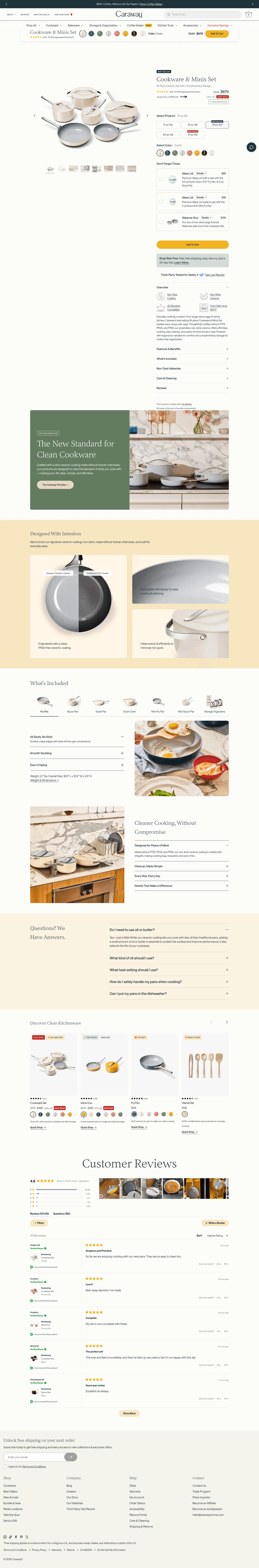 carawayhome.com/products/deluxe-cookware-set on desktop, full screenshot
