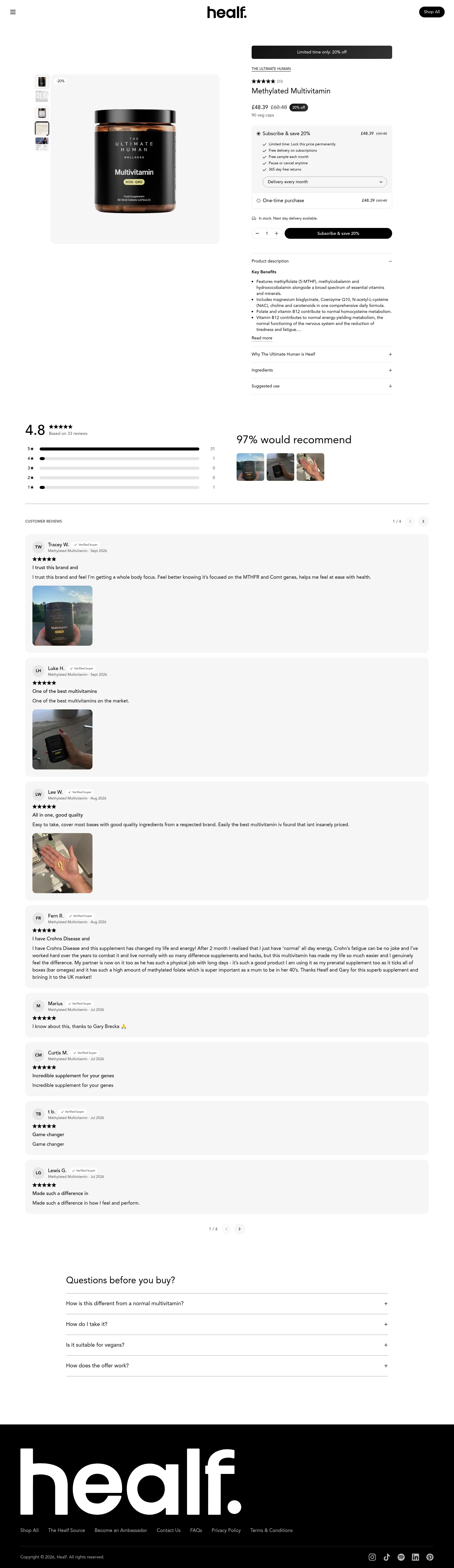 The Ultimate Human Wellness landing page