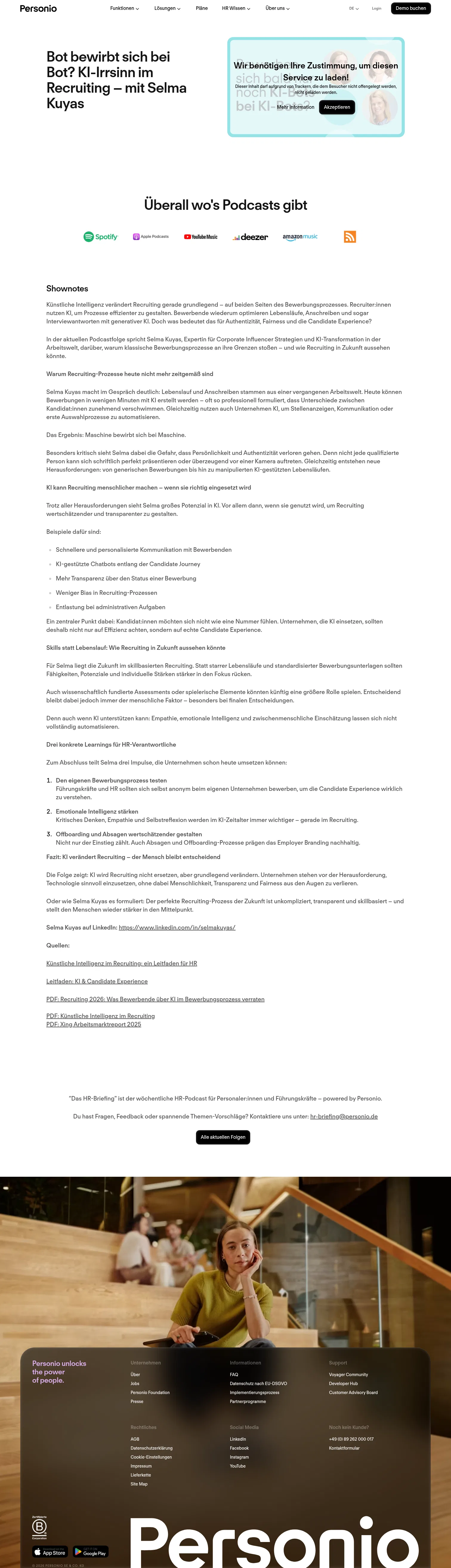 personio.de/hr-briefing/folge-146 on desktop, full screenshot