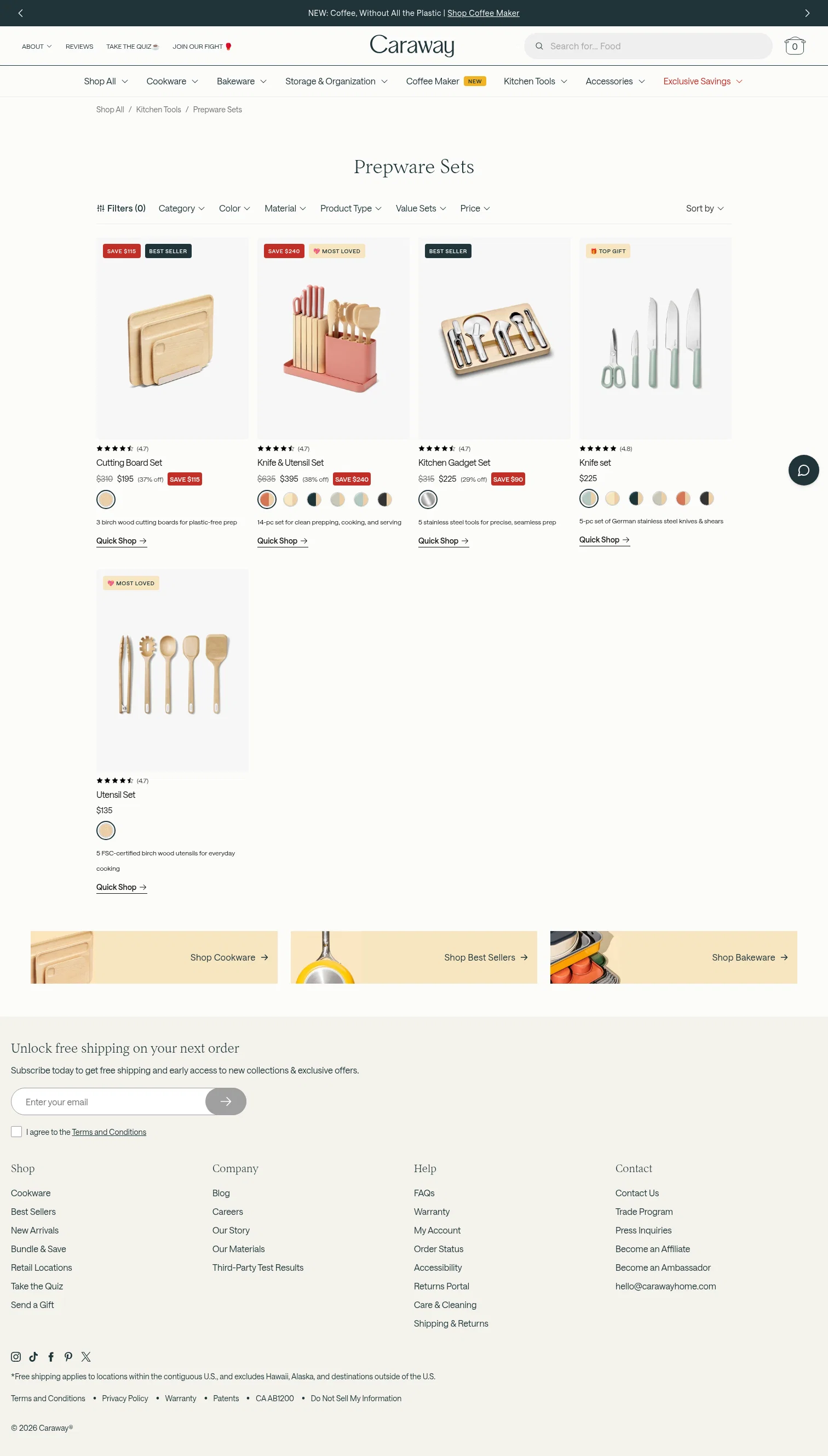 carawayhome.com/collections/prepware-sets on desktop