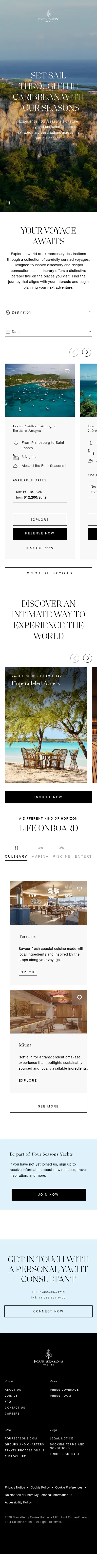 fourseasonsyachts.com/set-sail-with-four-seasons on mobile, full screenshot
