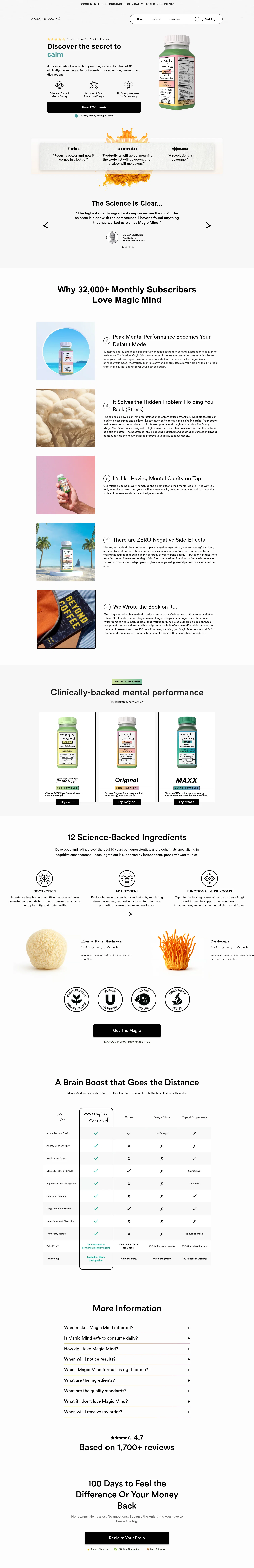 Magic Mind landing page