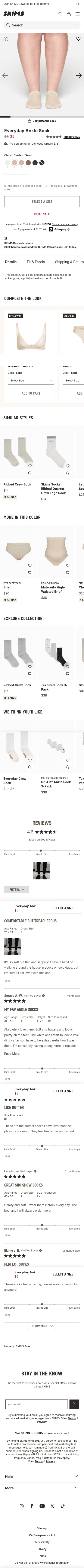 skims.com/products/everyday-ankle-sock-sand on mobile