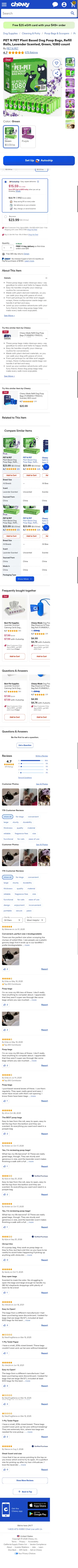 chewy.com/pet-n-pet-dog-poop-bags/dp/959342 on mobile, full screenshot