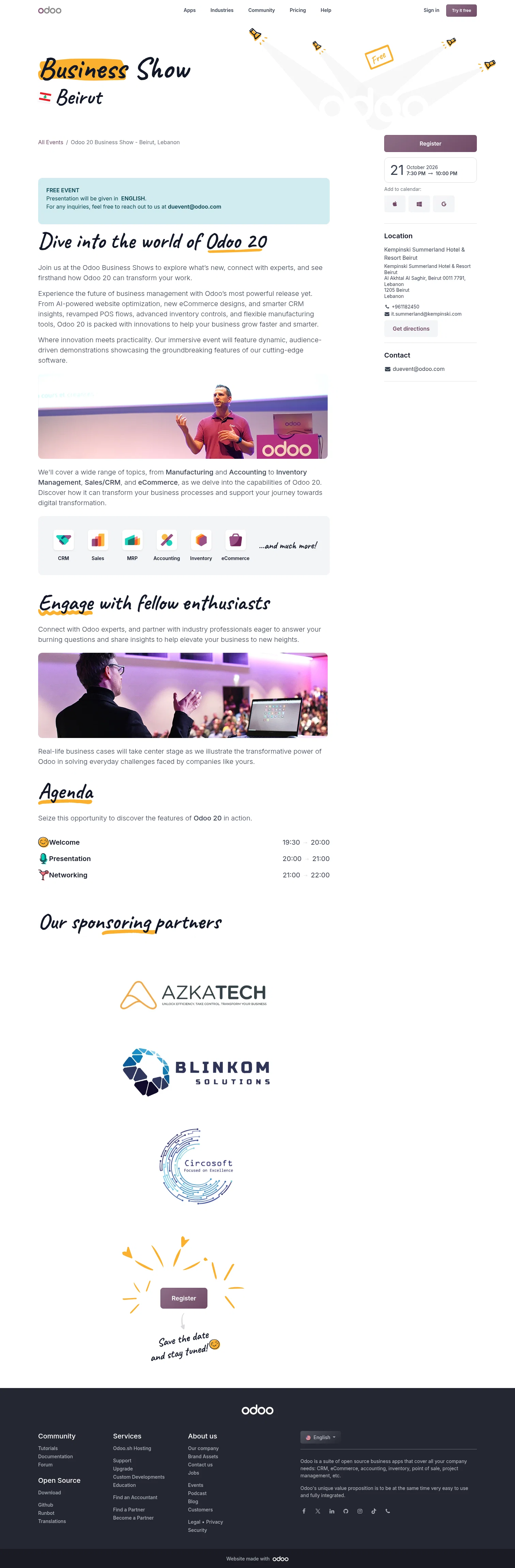odoo.com/event/odoo-20-business-show-beirut-lebanon-12538/register on desktop