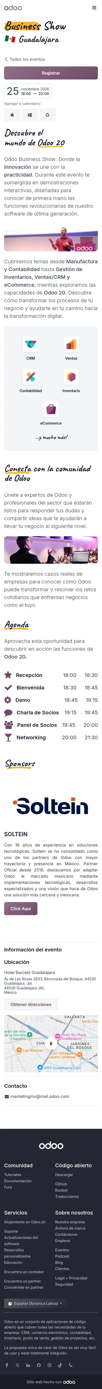 odoo.com/es/event/business-show-guadalajara-v2-2026-12819/register on mobile, full screenshot