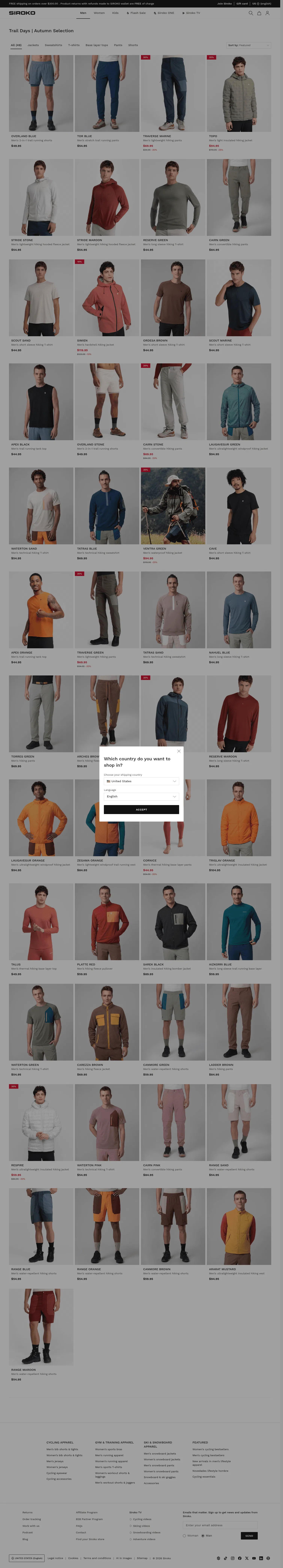 siroko.com/c/flash-sale-hiking-trail-days-autumn-selection-men on desktop, full screenshot