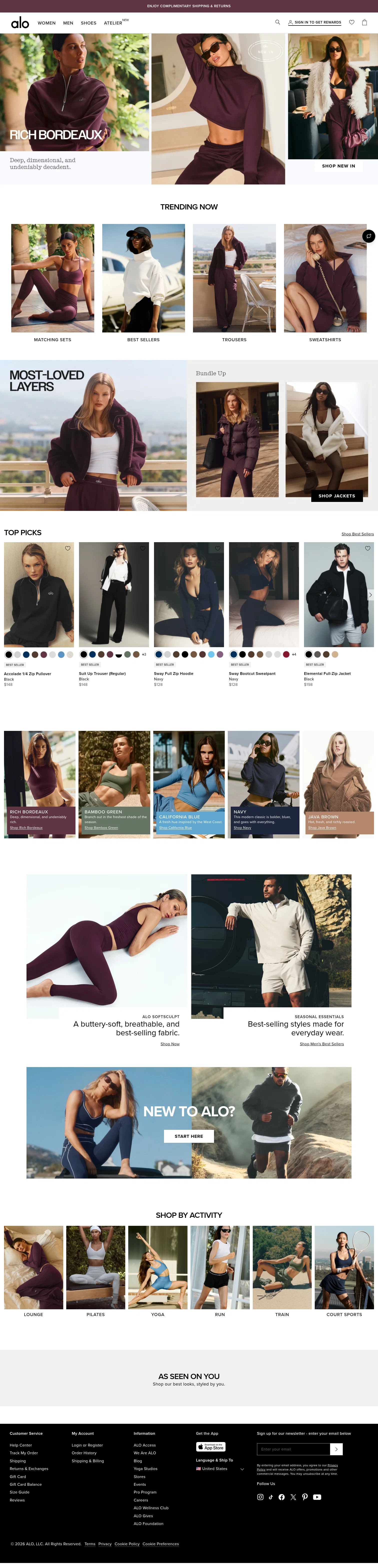 aloyoga.com on desktop