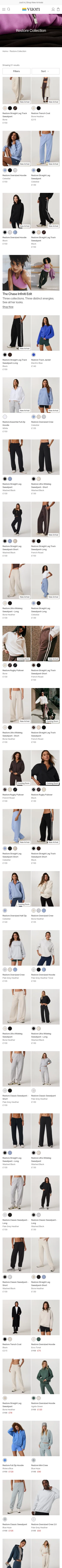 vuoriclothing.co.uk/collections/womens-restore-collection on mobile, full screenshot