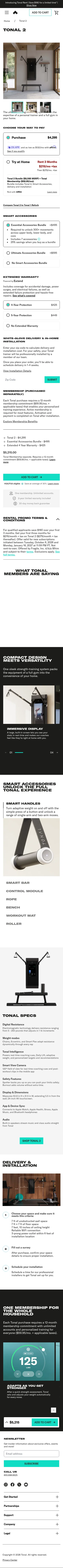 tonal.com/products/tonal-2 on mobile, full screenshot