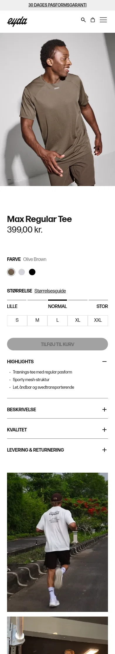 eyda.dk/products/max-regular-tee on mobile, full screenshot