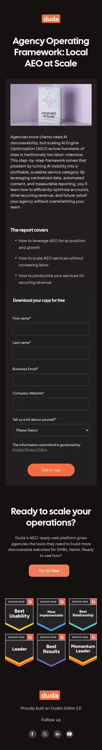 duda.co/knowledge/local-aeo-at-scale on mobile, full screenshot