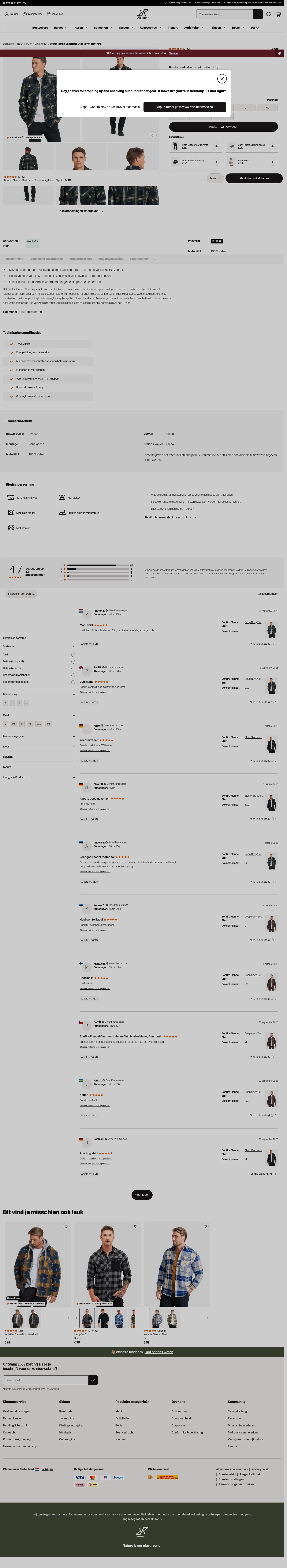 revolutionrace.nl/heren/truien/overhemden/bonfire-flannel-shirt-men on desktop, full screenshot