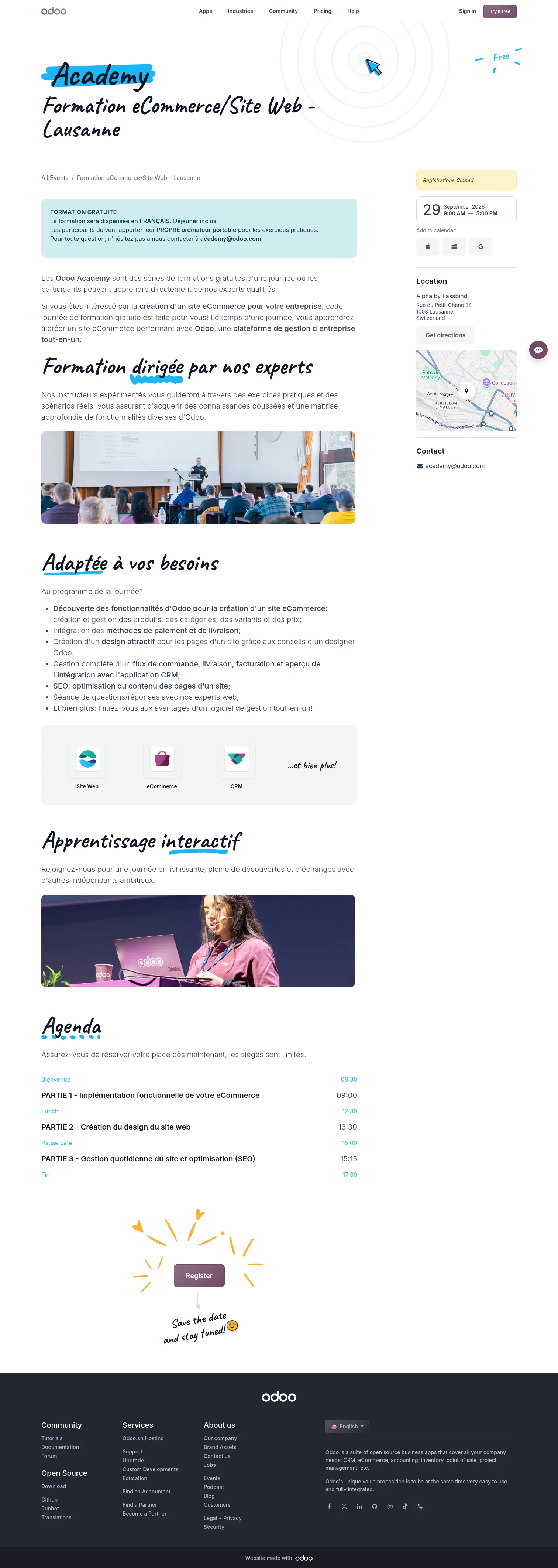 odoo.com/event/formation-ecommerce-site-web-lausanne-11609/register on desktop