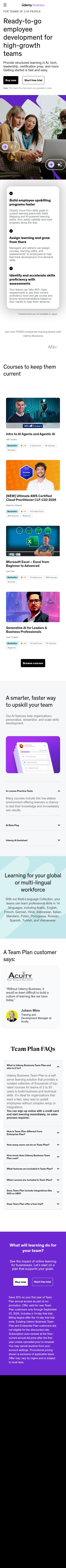 business.udemy.com/team on mobile, full screenshot